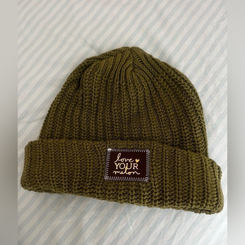 Love Your Melon Olive Green Classic cuffed Knit Beanie